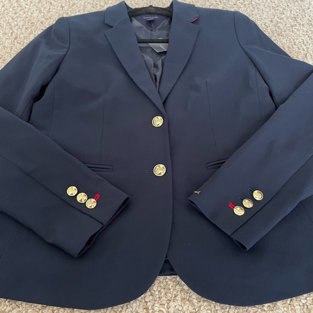 RARE Tommy Hilfiger Limited Edition Navy Blazer | Gold Buttons & Red Collar - Picture 5 of 16